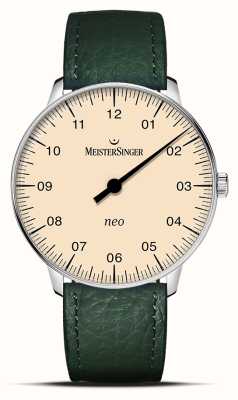 MeisterSinger Néo saphir (36 mm) cadran ivoire / bracelet cuir vert sapin NES903-SB117