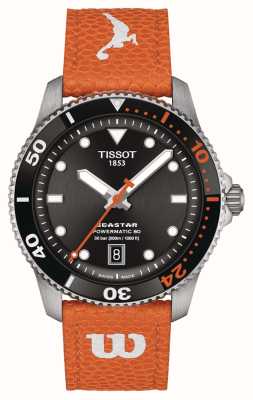 Tissot Seastar Wilson wnba édition spéciale automatique (40 mm) cadran noir / bracelets synthétiques blanc et orange T1208071705100