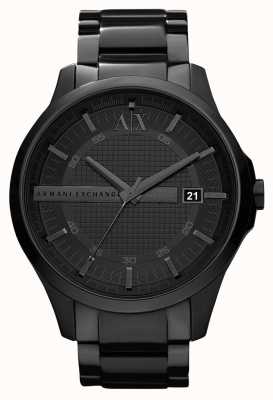 Armani Exchange Hommes | cadran texturé noir | bracelet pvd noir AX2104