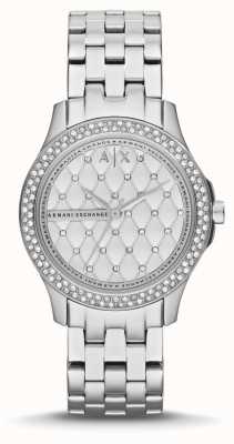 Armani Exchange Femme | cadran serti de cristaux | bracelet en acier inoxydable AX5215