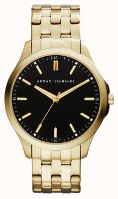Armani Exchange Hommes | cadran noir | bracelet en acier inoxydable doré AX2145