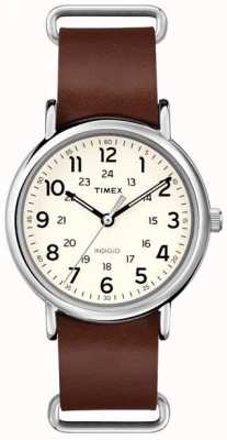 Timex Bracelet en cuir marron Week-end Originals T2P495