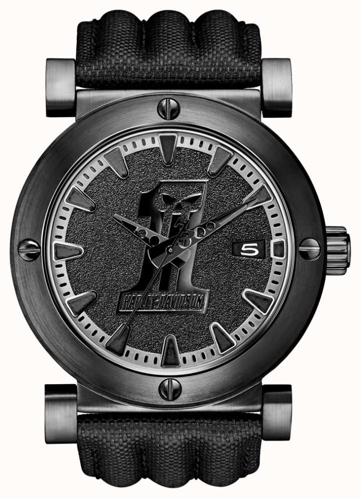 Harley Davidson Mens Noir Montre L'étiquette 78B131 First Class Watches™ FRA Harley Davidson Mens Noir Montre L'étiquette 78B131 First Class Watches™ FRA