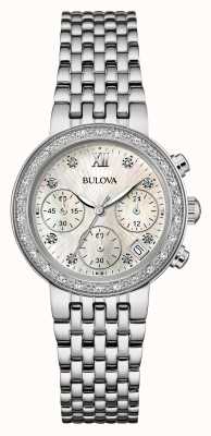 Bulova Chrono pour femme en acier inoxydable serti de diamants 96W204