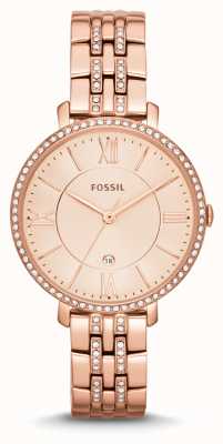 Fossil Jacqueline femme | cadran or rose | ensemble en cristal | bracelet en acier inoxydable or rose ES3546