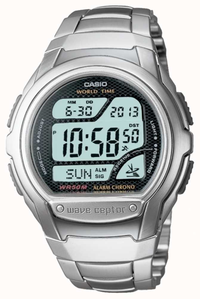 casio atomic digital watch silver