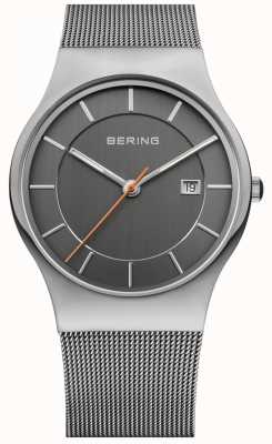 Bering Hommes | bracelet en maille d'acier inoxydable | cadran gris | 11938-007