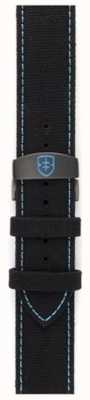 Elliot Brown Toile noire 22 mm pour hommes avec bracelet en point bleu uniquement STR-C02