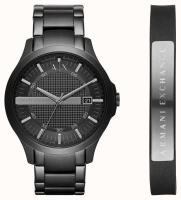 Armani Exchange Montre homme habillée bracelet acier noir bracelet cuir cadeau AX7101