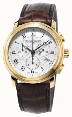 Frederique Constant Bracelet chronographe classique pour homme en cuir marron FC-292MC4P5