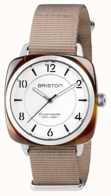 Briston Clubmaster chic unisexe en acier acétate beige avec bracelet nato 17536.SA.T.2.NT