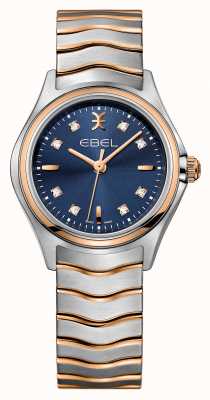 EBEL Wave lady - Cadran bleu 8 diamants (30 mm) / Or rose 18 carats et acier inoxydable 1216379