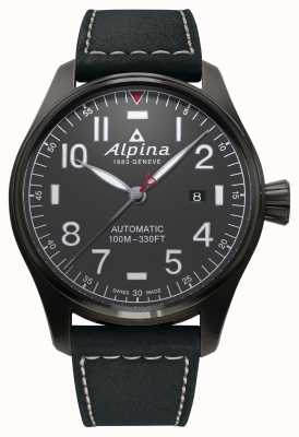 Alpina Startimer pilot automatique (44mm) cadran gris foncé / cuir noir AL-525G4TS6