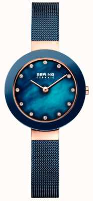 Bering Bracelet milanais bleu en céramique pour femme 11429-367