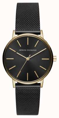 Armani Exchange Femme | cadran noir | bracelet en maille d'acier inoxydable noir AX5548