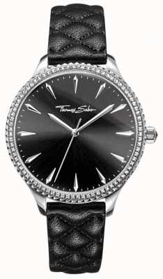 Thomas Sabo Montre femme rebelle au coeur bracelet cuir noir cadran noir WA0322-221-203-38