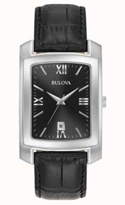 Bulova Bracelet noir rectangulaire classique pour hommes 96B269