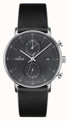 Junghans Bracelet en cuir noir chronoscope forme c pour hommes 041/4876.00