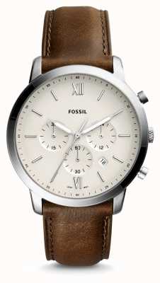 Fossil Hommes neutres | cadran chronographe crème | bracelet en cuir marron FS5380