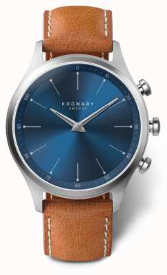 Kronaby Bracelet cuir marron cadran bleu 41 mm a1000-3124 S3124/1