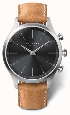 Kronaby Bracelet en cuir marron avec cadran noir 41 mm a1000-3123 S3123/1