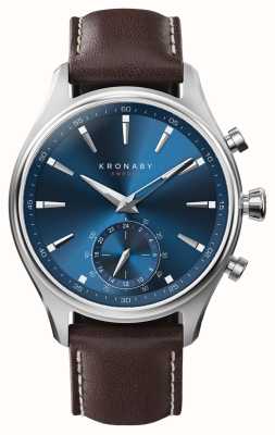 Kronaby Montre intelligente hybride Sekel (41 mm) cadran bleu / bracelet en cuir italien marron foncé S3120/1