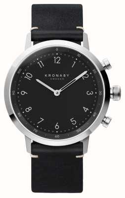 Kronaby Montre intelligente hybride Nord (41 mm) cadran noir / bracelet en cuir italien noir S3126/1