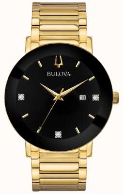 Bulova Montre moderne pour homme bracelet doré cadran noir 97D116