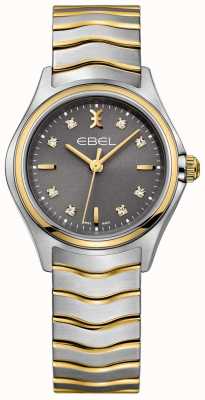 EBEL Wave lady - Cadran anthracite 8 diamants (30mm) / Or 18k & acier inoxydable 1216283