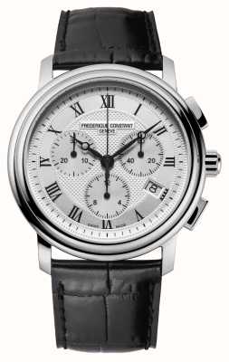Frederique Constant Bracelet en cuir noir chronographe pour hommes classiques FC-292MC4P6