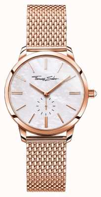 Thomas Sabo Bracelet en maille doré rose esprit glam pour femme cadran blanc WA0303-265-213-33