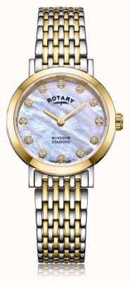 Rotary Montre bracelet deux tons windsor avec date diamant pour femme LB05301/41/D