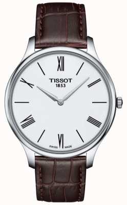 Tissot Montre homme tradition bracelet fin cuir marron T0634091601800