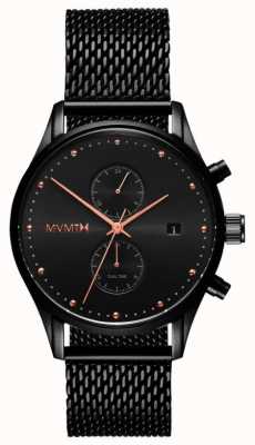 MVMT Voyager ardoise rose noire | maille pvd noire | cadran noir D-MV01-BBRG