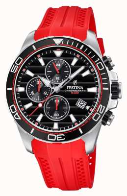 Montre Festina Homme Chrono Acier Silicone Rouge F203301 Montre Festina Homme Chrono Acier Silicone Rouge F203301