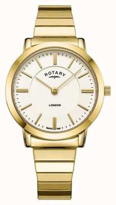 Rotary Montre à bracelet extensible en or et en acier inoxydable london pour femme LB00766/03