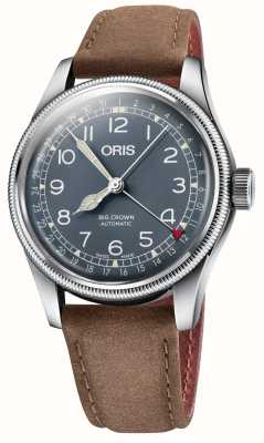 ORIS Grande couronne aiguille date automatique (40mm) cadran bleu / bracelet cuir marron 01 754 7741 4065-07 5 20 63