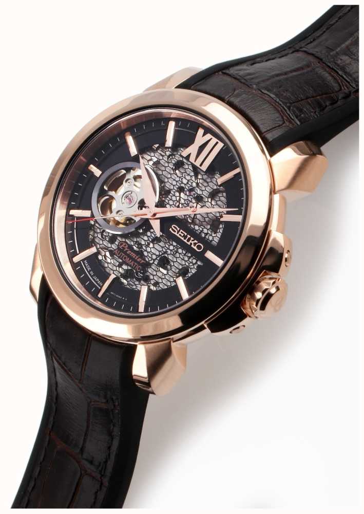 Seiko Mens Premier édition Limitée Squelette Automatique Or Rose SSA374J1 First Class