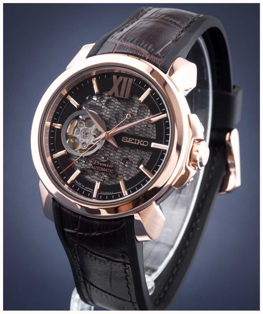 Seiko Mens Premier édition Limitée Squelette Automatique Or Rose SSA374J1 First Class