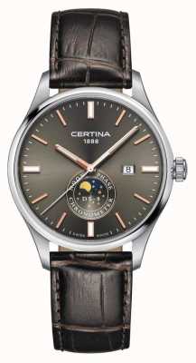 Certina Hommes | ds 8 chrono phases de lune bracelet cuir marron cadran gris C0334571608100