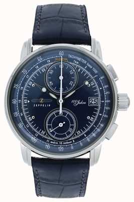 Zeppelin | série 100 ans | date du chronographe | cuir bleu | 8670-3