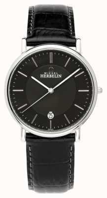 Herbelin Montre homme classique bracelet cuir noir cadran noir 12248/14