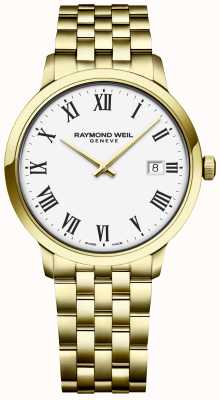 Raymond Weil | toccata pour hommes | bracelet en acier inoxydable doré | cadran blanc 5485-P-00300