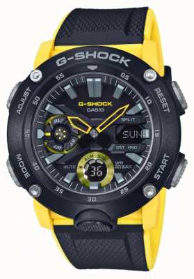 Casio | garde de noyau de carbone g-shock | bracelet noir jaune | GA-2000-1A9ER