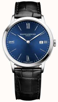 Baume & Mercier | classima hommes | bracelet en cuir noir | cadran bleu | M0A10324