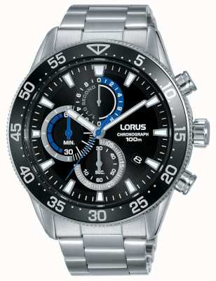 Lorus | chronographe homme | cadran noir | bracelet en acier inoxydable | RM335FX9