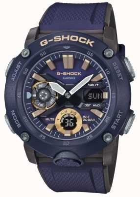 Casio | heure mondiale du noyau de carbone g-shock | bracelet en caoutchouc bleu | GA-2000-2AER