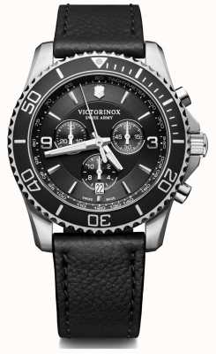 Victorinox | franc-tireur | hommes | chrono noir | bracelet en cuir noir | 241864