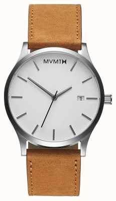 MVMT Bronzage blanc classique | bracelet en cuir marron | cadran blanc D-L213.1L.331