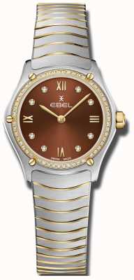 EBEL Classique du sport féminin | cadran marron | ensemble de diamants | inoxydable 1216443A